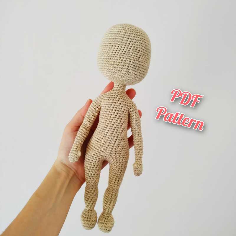Crochet basic doll body patterns, amigurumi doll pattern 29 cm (11,4 inch)