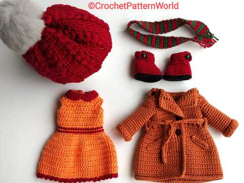 Amigurumi crochet romantic outfit for the Astrid doll 30 cm (11,8 inch).