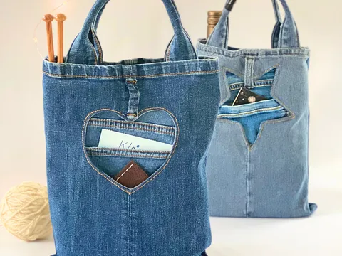 Jeanstasche nähen für Anfänger + Negativ Applikation mit Herz