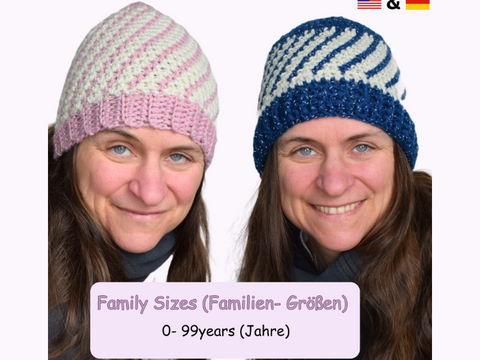 Häkelanleitung für eine Beanie Mütze in 4 Größen: 0- 99 Jahre