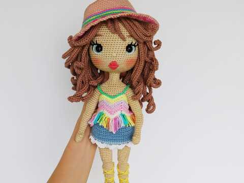Astrid in a summer outfit, Amigurumi doll with the clothes