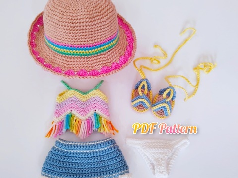Summer outfit for the Astrid doll, Amigurumi doll outfit pattern