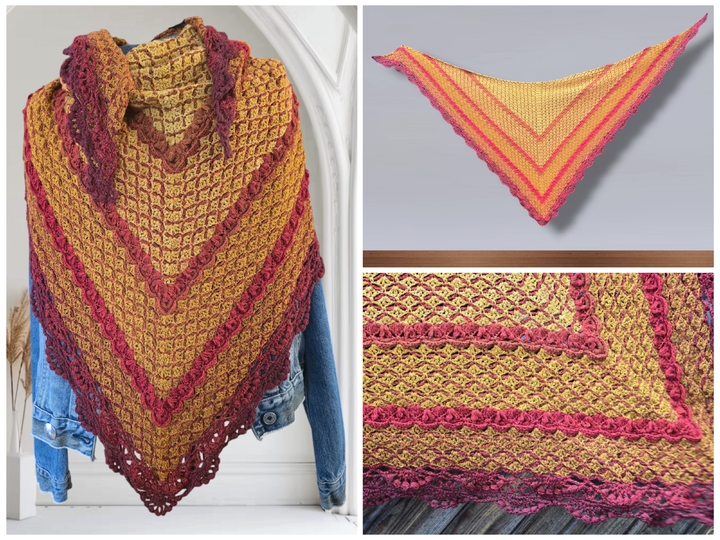 Häkelanleitung 2 in 1 Tiefes Dreieckstuch und Stola "Schattenspiel"