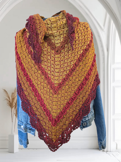 Häkelanleitung 2 in 1 Tiefes Dreieckstuch und Stola "Schattenspiel"