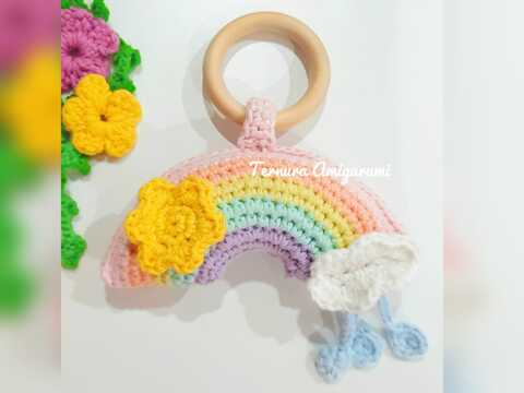 Häkelanleitung Regenbogen rassel 13cm Ternura Amigurumi