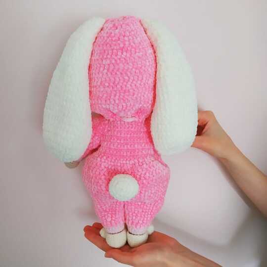 Lulu doll in jumpsuit Bunny pattern, Crochet baby doll pattern 12,6 inch