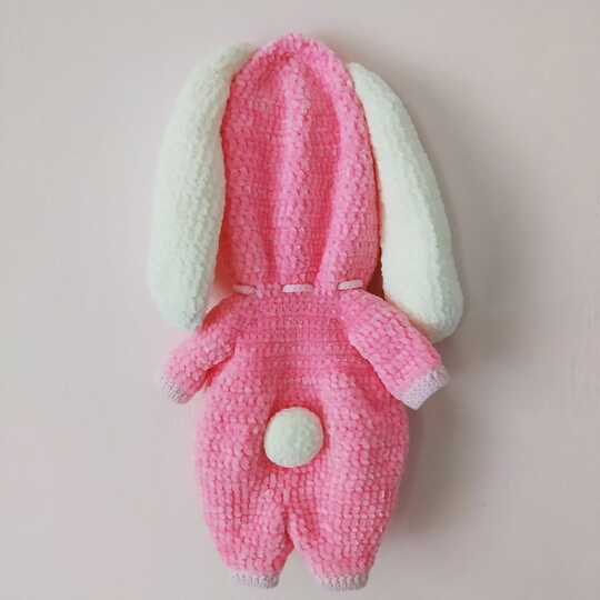 Lulu doll in jumpsuit Bunny pattern, Crochet baby doll pattern 12,6 inch