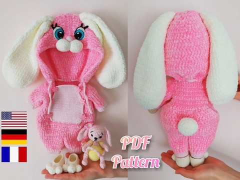 Jumpsuit Bunny pattern for Lulu doll, clothes pattern for the doll