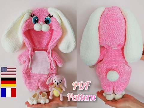 Overall-Häschen-Muster für Lulu-Puppe, Häkel-Kleidungsmuster für die Puppe