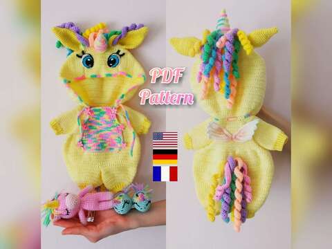 Häkel-Overall-Einhorn-Muster für die Lulu-Puppe