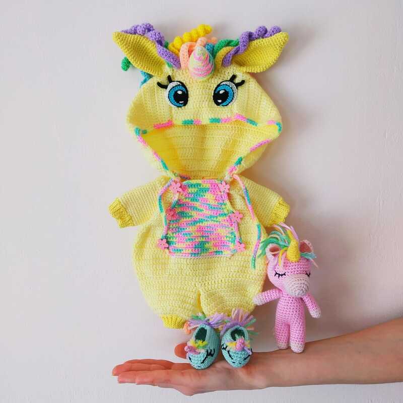 Crochet jumpsuit unicorn pattern for the Lulu doll (11,8-12,6″) high. - Image 4