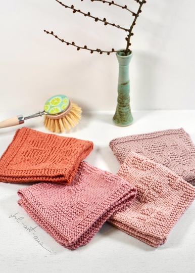 Dishcloths "Flower Power", knitting pattern for 4 easy versions