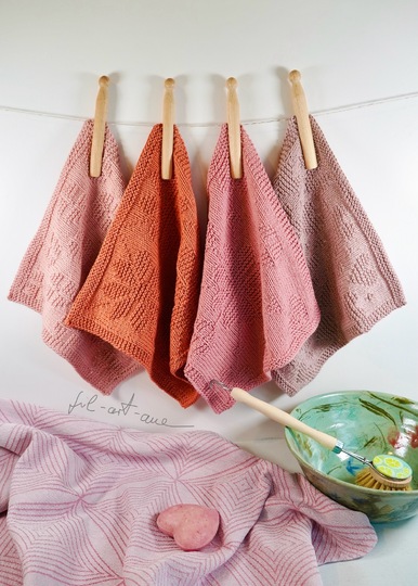 Spültücher "Flower Power", Strickanleitung für 4 einfache Muster