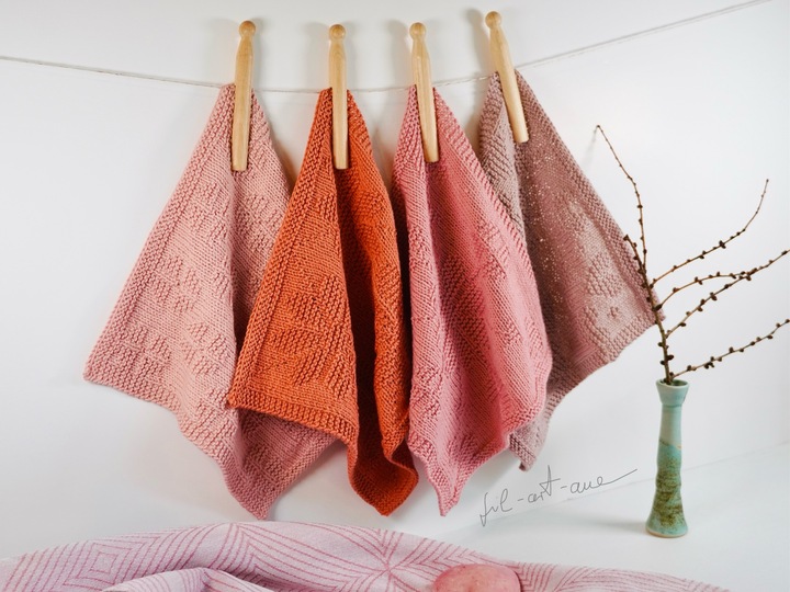 Spültücher "Flower Power", Strickanleitung für 4 einfache Muster