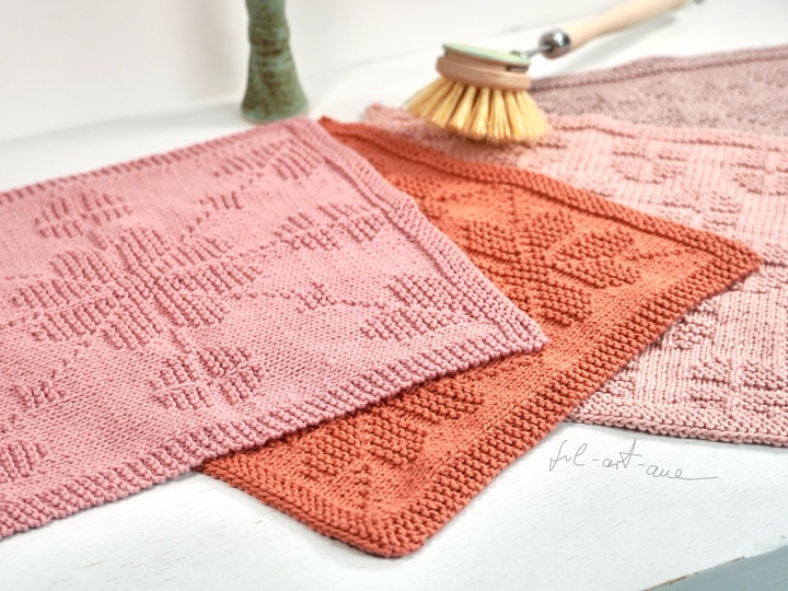 Spültücher "Flower Power", Strickanleitung für 4 einfache Muster