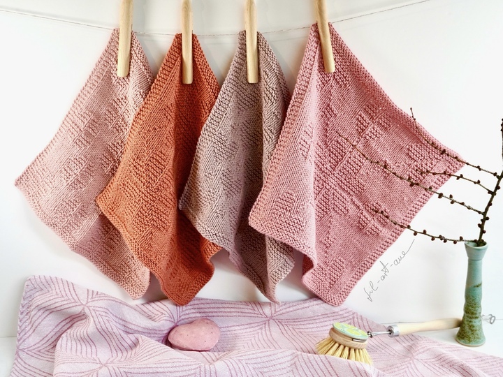 Spültücher "Flower Power", Strickanleitung für 4 einfache Muster