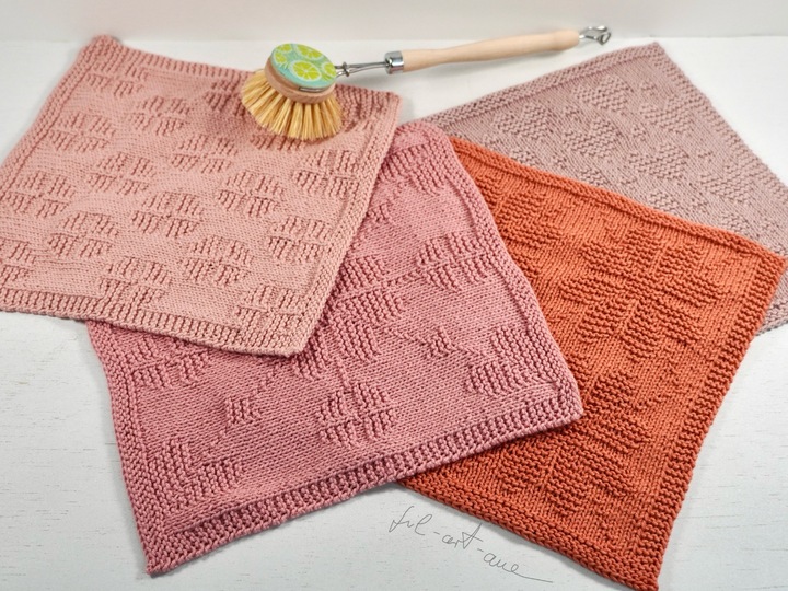 Spültücher Set "Flower Power", Strickanleitung für 4 einfache Muster