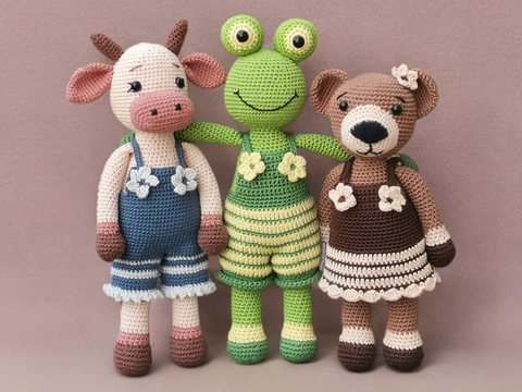 SPAR-SET Melli Muh, Froggy & Cappuccino  Bär - Häkelanleitungen