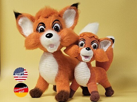 2er Set Waldbewohner Snooky der flauschige Baby Fuchs  - Amigurumi Häkeln