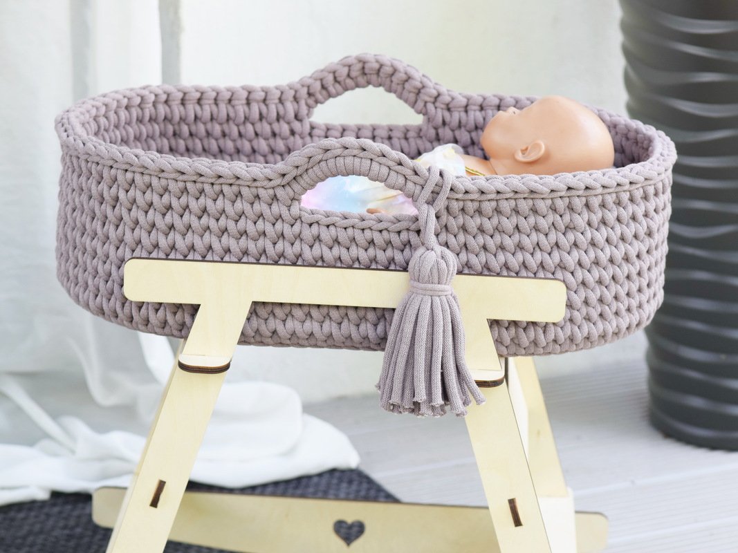 + MADITA + Puppen-Moseskörbchen, Puppenbett Schlafkörbchen selber häkeln