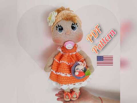 Crochet Lulu doll in a summer dress, Amigurumi doll pattern (ONLY ENGLISH)