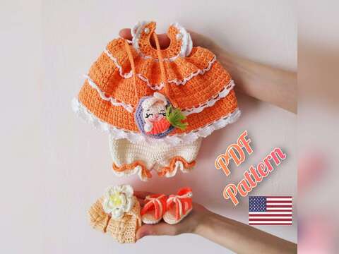 Summer dress for Lulu, Crochet doll outfit pattern 12,6 inch (ONLY ENGLISH)