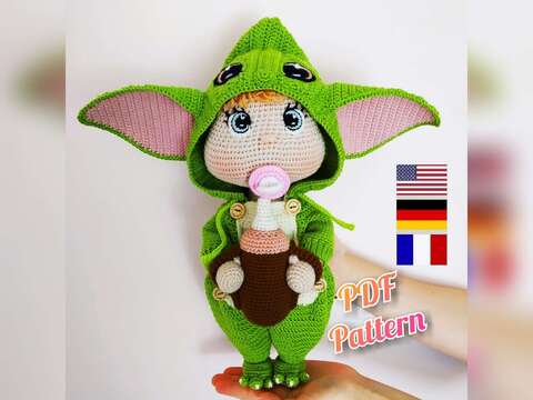 Gehäkelte Lulu-Puppe im Waldelfen-Outfit, Amigurumi-Puppenmuster