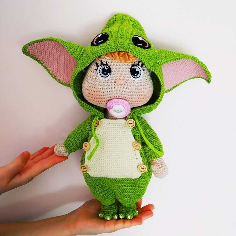 Crochet Lulu doll in forest Elf outfit, Amigurumi doll pattern - Image 6