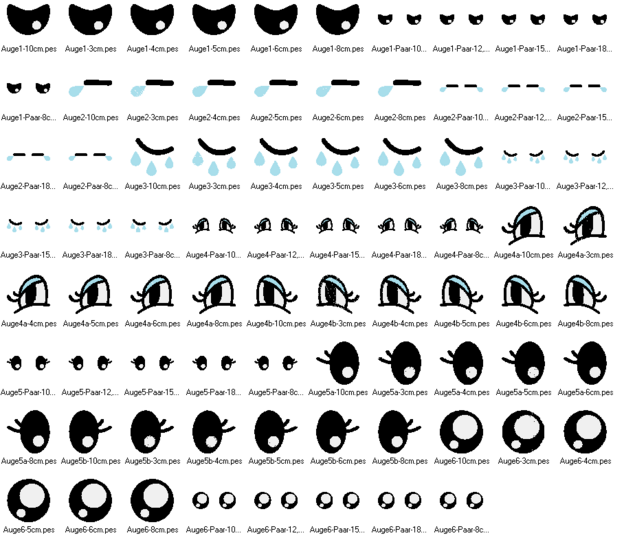 Stickdatei - Augen traurig für Kuscheltiere Kissen Bettschlagen