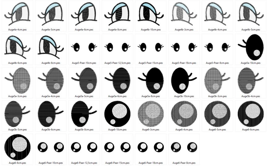 Stickdatei - Augen traurig für Kuscheltiere Kissen Bettschlagen