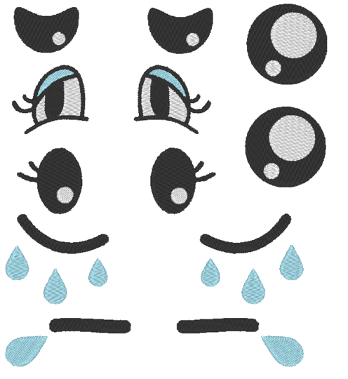 Stickdatei - Augen traurig für Kuscheltiere Kissen Bettschlagen