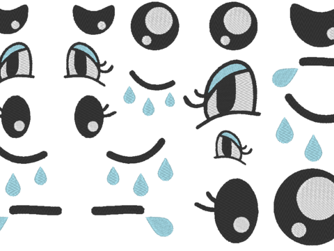 Stickdatei - Augen traurig für Kuscheltiere Kissen Bettschlagen