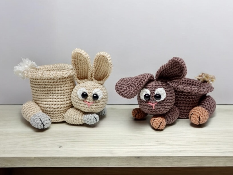 Rabbits Pen/Needle Container - Crochet Pattern