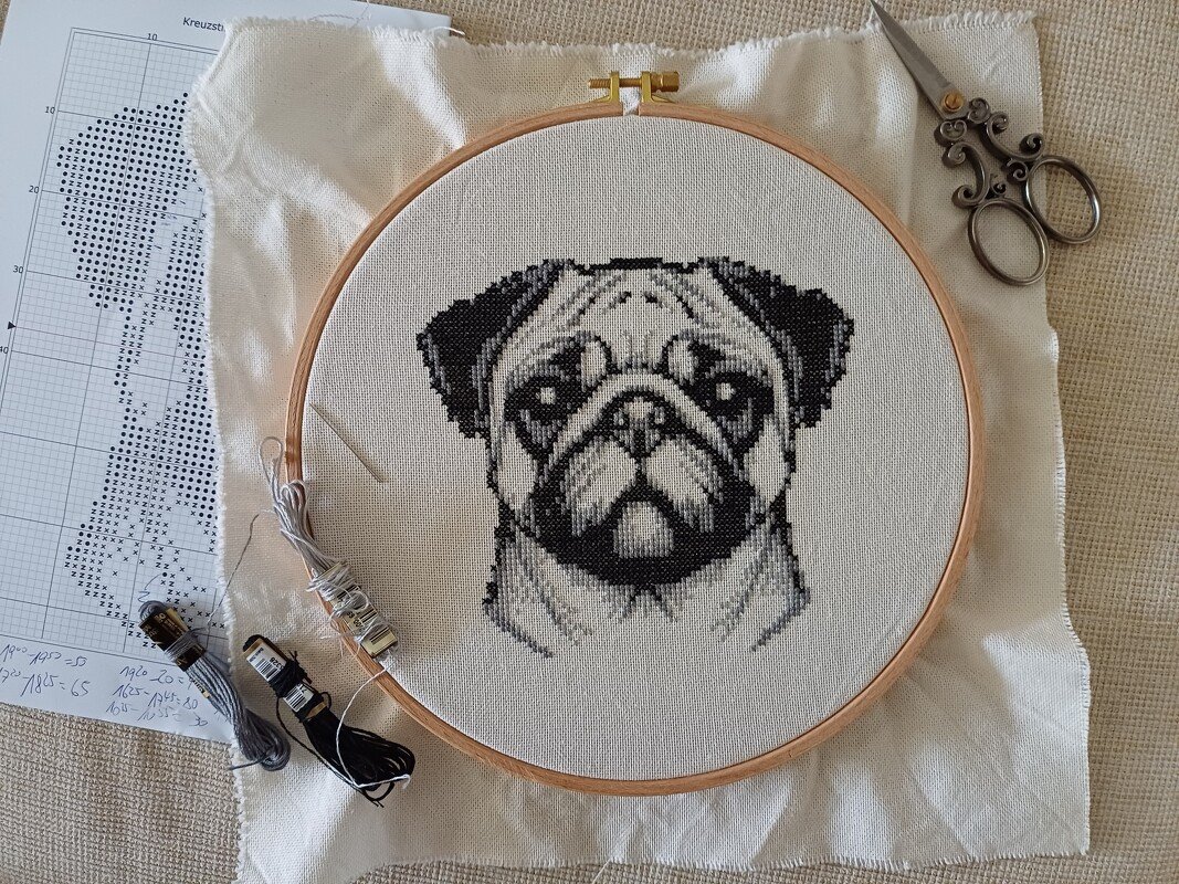 Cross Stitch Pattern Pug Piet, simple embroidery pattern PDF and PNG file - Image 6