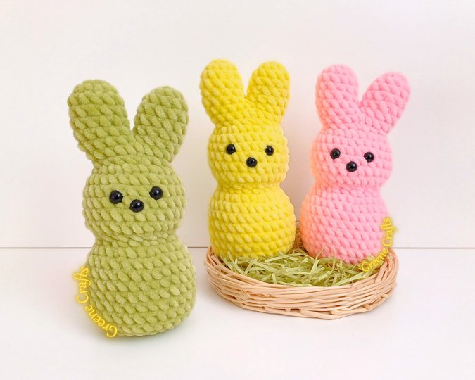 No Sew Mini Easter Bunnies - Crochet Pattern for Beginners
