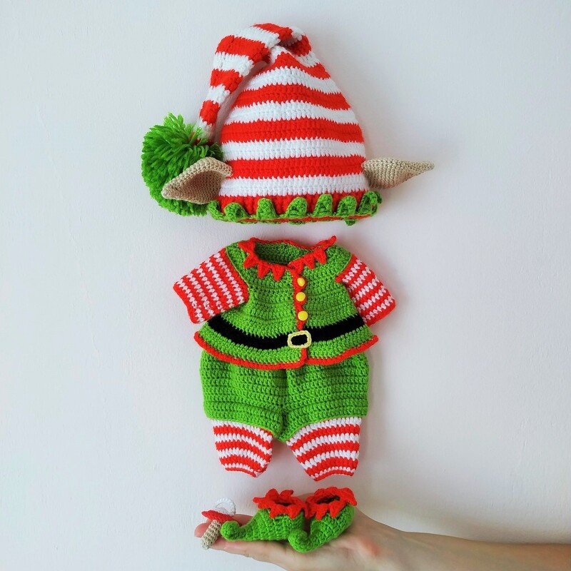 Lulu doll in a Christmas elf outfit, amigurumi christmas pattern. - Image 6