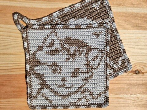 Häkelanleitung Topflappen "Katzenblick"