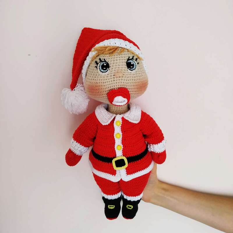 Lulu in a Santa Claus outfit crochet pattern, Christmas Santa outfit - Image 3