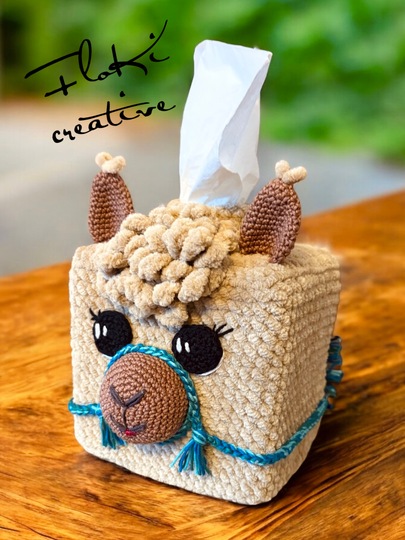 Alpaka, Taschentuchbox mit Tasche, Häkelanleitung, Amigurumis, DIY