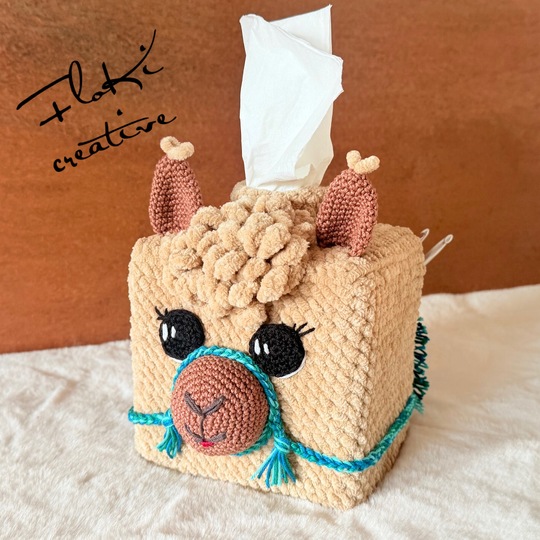 Alpaka, Taschentuchbox mit Tasche, Häkelanleitung, Amigurumis, DIY