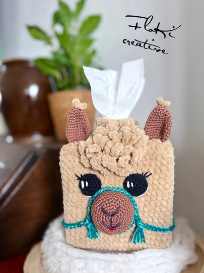 Alpaka, Taschentuchbox mit Tasche, Häkelanleitung, Amigurumis, DIY