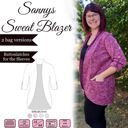 Sannys Sweat Blazer – Gr 32-64 – E-Book und Nähanleitung