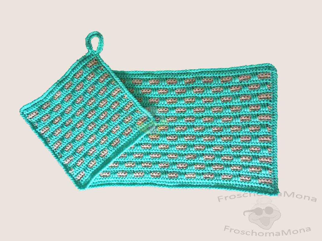 Platzdeckchen und Topflappen „Isolde“ einfaches Mosaikmuster in 2 Varianten