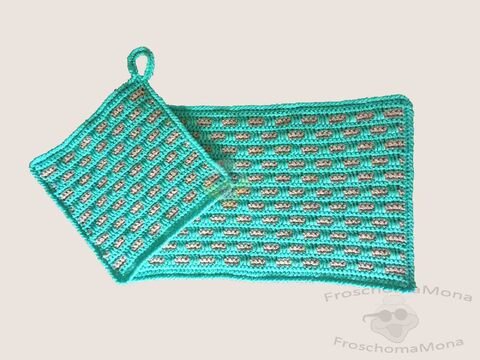 Platzdeckchen und Topflappen „Isolde“ einfaches Mosaikmuster in 2 Varianten