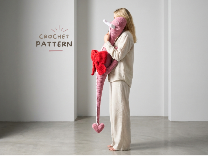 Häkelanleitung XXL Liebesdrache; Amigurumi Drache mit Herz- und Schleife