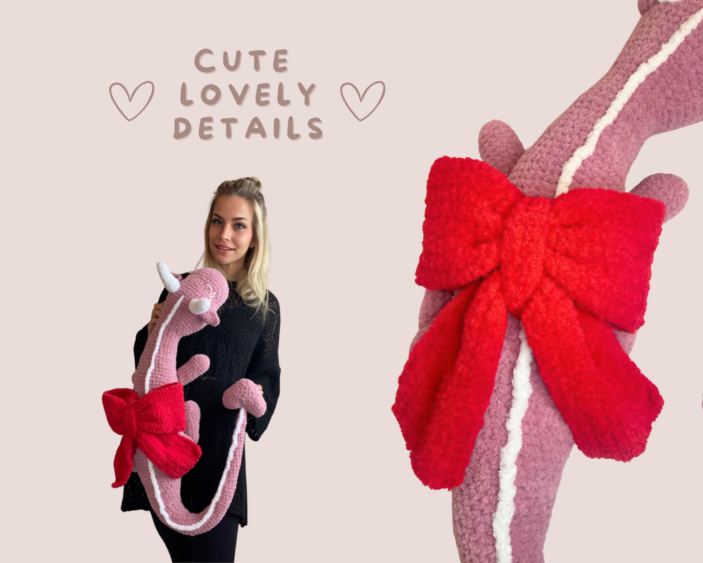 Crochet Pattern XXL Love Dragon – Giant Amigurumi Dragon with Heart and Bow - Image 3