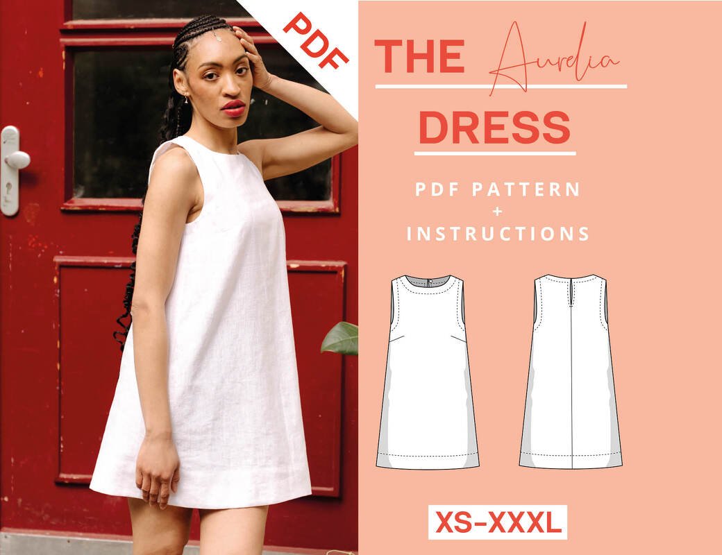 Shift Dress Sewing Pattern XS-XXXL Ladies Linen Dress Mini Dress Summer