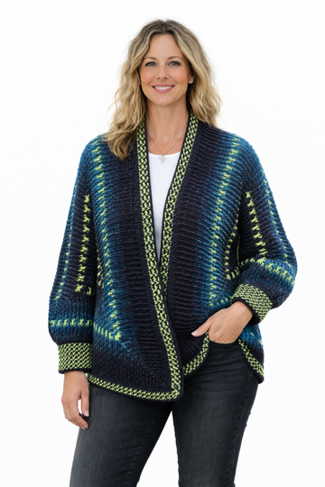 Häkelanleitung Hexagon Jacke Glückstrio