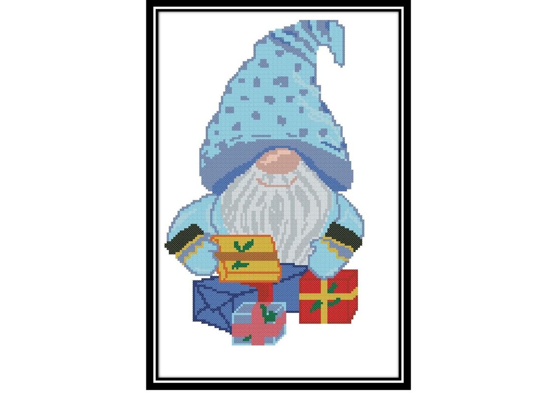 Christmas Gnome modern cross stitch pattern