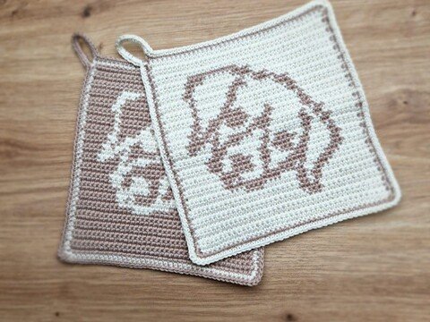 Häkelanleitung Topflappen "Hund"